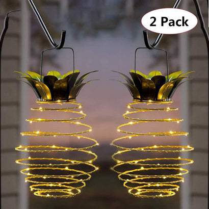Solar Pineapple Iron Art Lantern LED Copper Wire String Lights Outdoor Waterproof Garden Decorative Hanging Lights