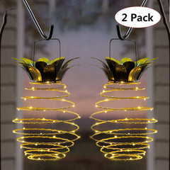 Solar Pineapple Iron Art Lantern LED Copper Wire String Lights Outdoor Waterproof Garden Decorative Hanging Lights