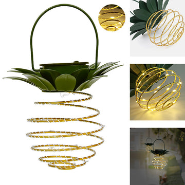 Solar Pineapple Iron Art Lantern LED Copper Wire String Lights Outdoor Waterproof Garden Decorative Hanging Lights