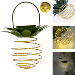 Solar Pineapple Iron Art Lantern LED Copper Wire String Lights Outdoor Waterproof Garden Decorative Hanging Lights