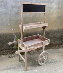 Ornamental soft decoration blackboard flower rack display with wheels