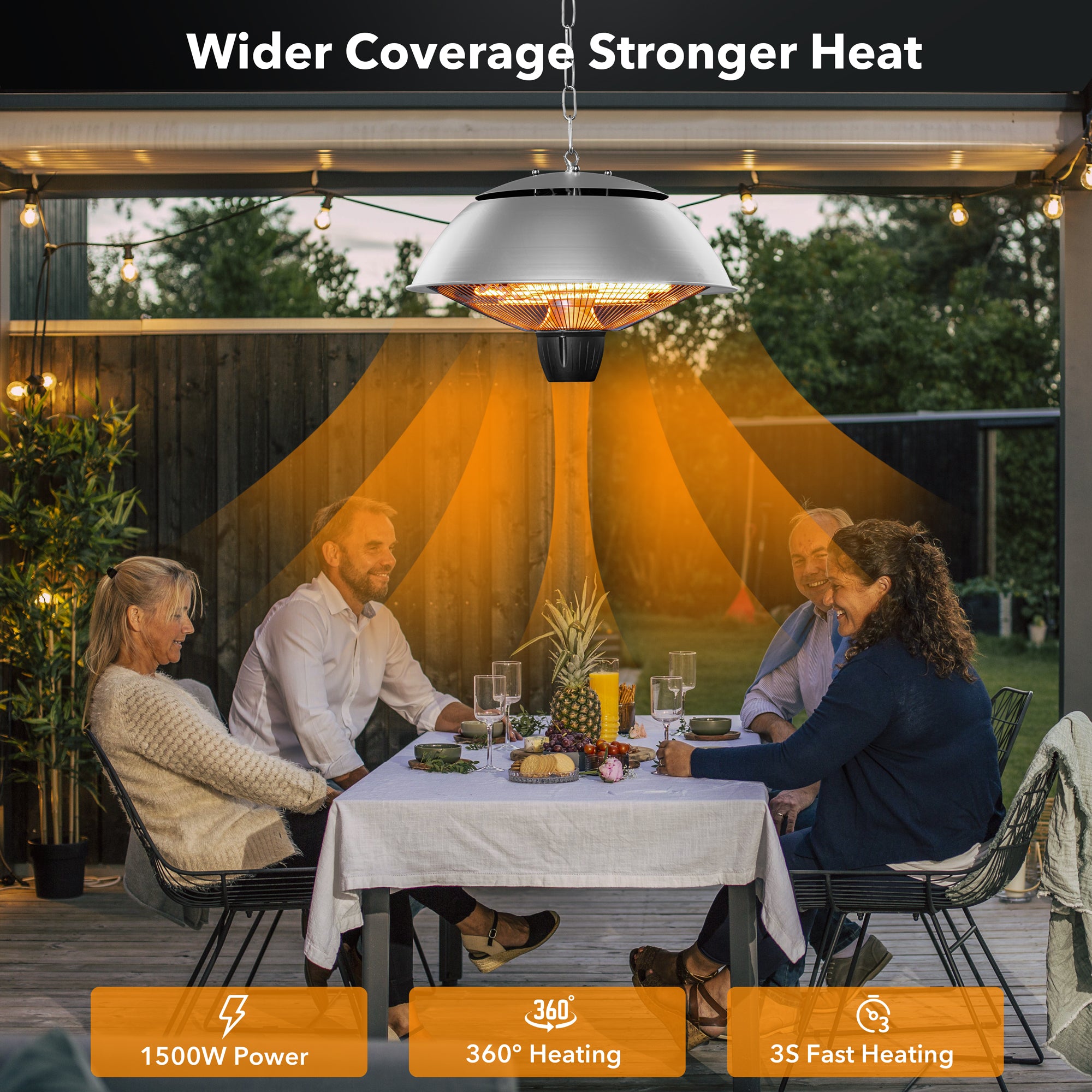 heated patio umbrella Outdoor Electric Heater, Folding Infrared Radiant Heater with 3 Heating Panels for Garden Pergola Gazabo Parasol 1500W Fan Heater,Black : Patio, Lawn & Garden The parasol heater produces no odors Patio Umbrella Heaters, Folding Space
