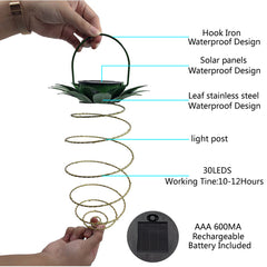 Solar Pineapple Iron Art Lantern LED Copper Wire String Lights Outdoor Waterproof Garden Decorative Hanging Lights