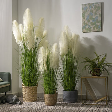 Artificial flowers, fake trees, and potted plants
