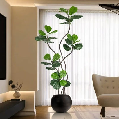 Simulation Fiddle Leaf Fig Green Plant Fake Tree Large Ornament for Living Room