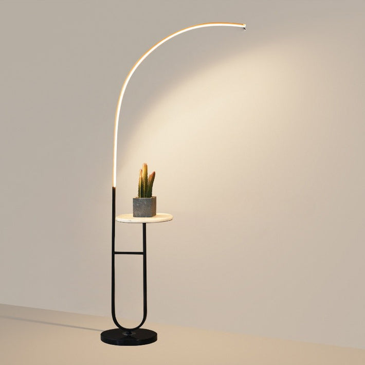 2 Tire Adjustable Color Marble Tray Table Floor Lamp