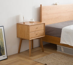 Solid Wood High-Leg Bedside Storage Cabinet