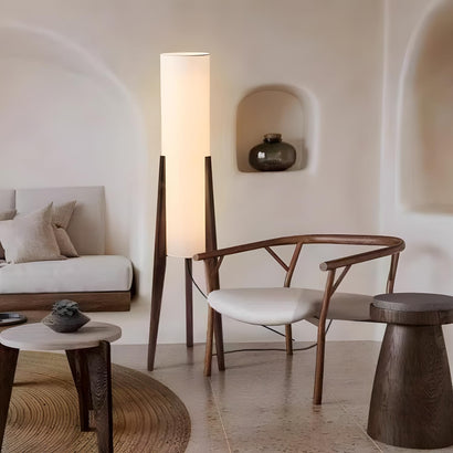 Fabric Lantern Floor lamp, 51 Inch Tall Lamp with Wood Frame, Retro Design for Bedroom, Decorative Tower Shade Lamp for Living Rooms & Offices, Great Living Room Décor