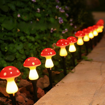Solar-powered glowing mushroom lamp