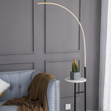 2 Tire Adjustable Color Marble Tray Table Floor Lamp