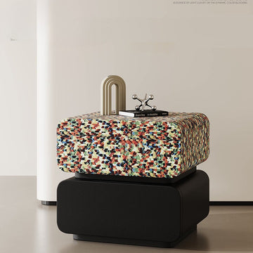 Rainbow Mosaic Solid Wood Bedside Table