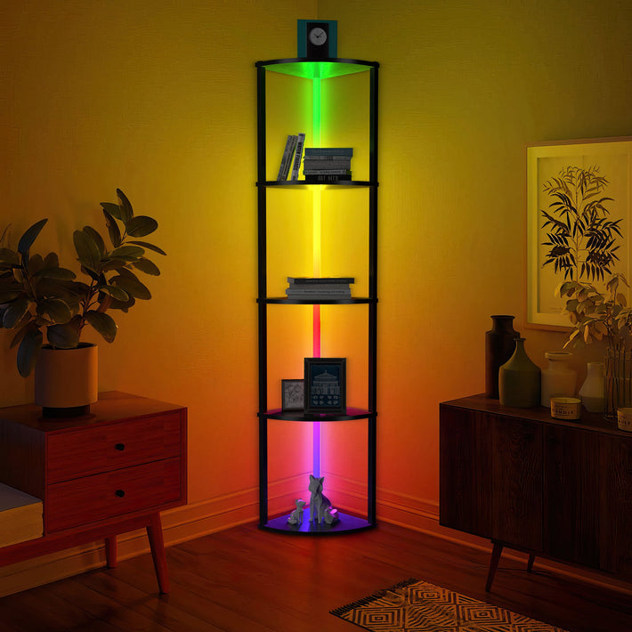 5-Tier RGB Bookshelf Illuminate Corner