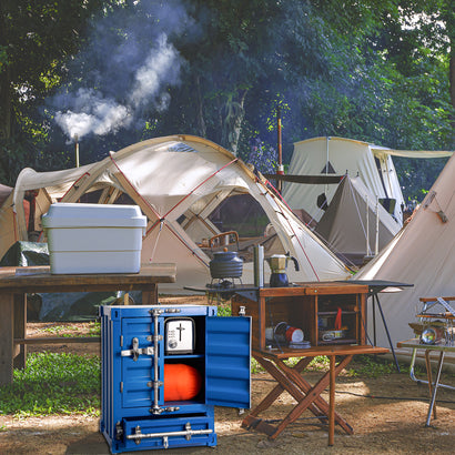 End Table: Container Inspired Double Doors