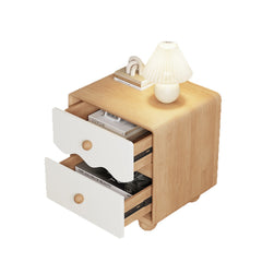 Solid wood nightstand with wave pattern