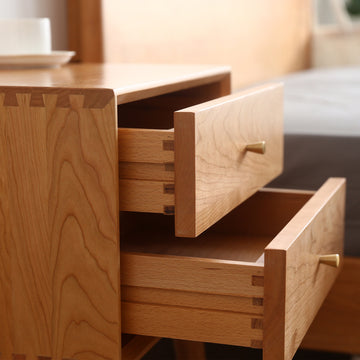 Solid Wood High-Leg Bedside Storage Cabinet