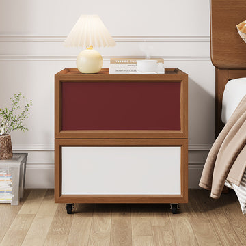 Modern Mid-Century Retro Color Block Rolling Mobile Bedside Storage Cabinet Small Side Cabinet
