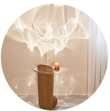 Ripple glass floor lamp with table and coffee table