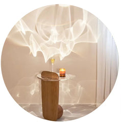 Ripple glass floor lamp with table and coffee table