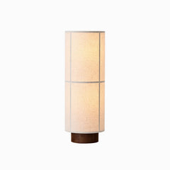 Japanese-style vintage fabric floor lamp beside the living room sofa, mid-century wabi-sabi style bedside atmosphere lamp for guesthouse or bedroom