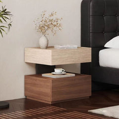 Solid wood vintage-style dolomite Italian minimalist high-end wabi-sabi simple modern floating bedside cabinet