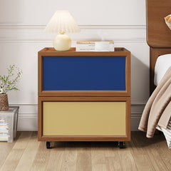 Modern Mid-Century Retro Color Block Rolling Mobile Bedside Storage Cabinet Small Side Cabinet