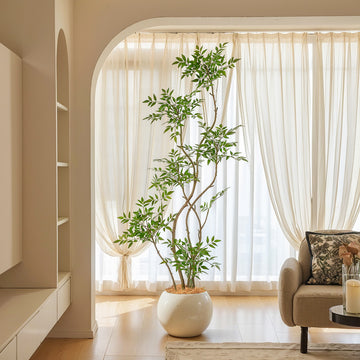 Artificial flowers, fake trees, and potted plants