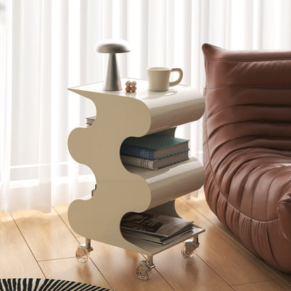Movable plastic cart by the sofa