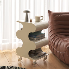 Movable plastic cart by the sofa