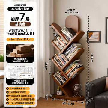 Corner small narrow bookshelf for children against the wall