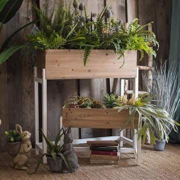 Solid wood flower trough, flower stand, flower table, partition, large flower pot, flower pot storage, vintage multi-layer iron storage rack for balcony