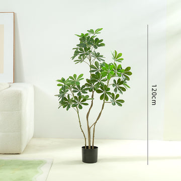 Large Floor Artificial Tree with Green Faux Schefflera Leaves