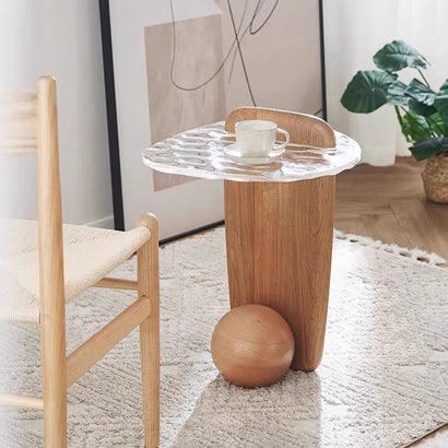 Ripple glass floor lamp with table and coffee table