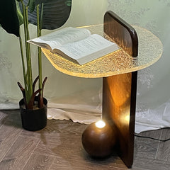 Ripple glass floor lamp with table and coffee table