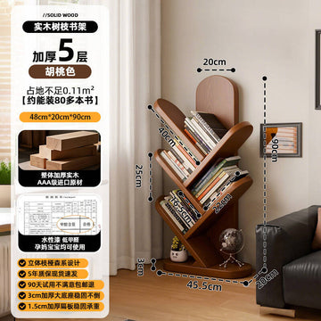 Corner small narrow bookshelf for children against the wall