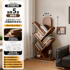 Corner small narrow bookshelf for children against the wall