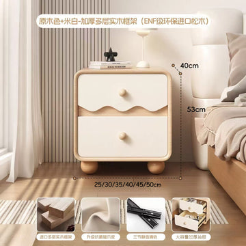 Solid wood nightstand with wave pattern