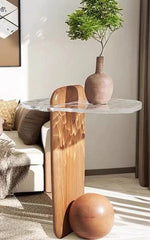 Ripple glass floor lamp with table and coffee table