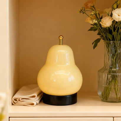 Gourd-shaped glass table lamp, black and gold contrasting color, Nordic niche art bedroom bedside atmosphere lamp