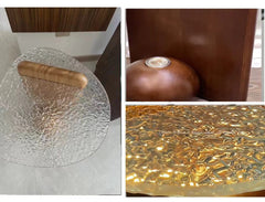 Ripple glass floor lamp with table and coffee table