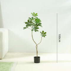 Large Floor Artificial Tree with Green Faux Schefflera Leaves
