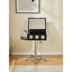 Multifunctional Adjustable Vintage-Style Dressing Table with Mirror, Solid Wood Storage Desk, Movable