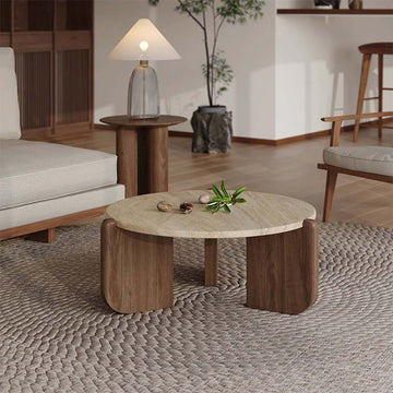 Sintered stone and travertine coffee table for living room home use