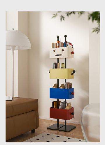 Robot Bookshelf for Living Room Home Use, Children's Floor Corner Storage Rack, Simple Colorful