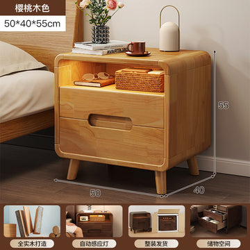 All solid wood bedside table, home bedroom small bedside nightstand, small storage cabinet