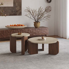 Sintered stone and travertine coffee table for living room home use