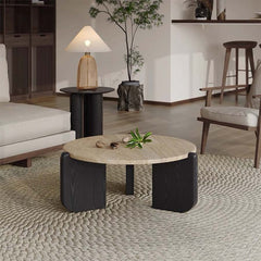 Sintered stone and travertine coffee table for living room home use