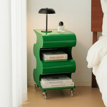 Vintage small trolley cream-style movable storage side cabinet
