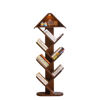 Corner small narrow bookshelf for children against the wall
