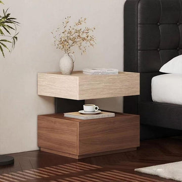 Solid wood vintage-style dolomite Italian minimalist high-end wabi-sabi simple modern floating bedside cabinet