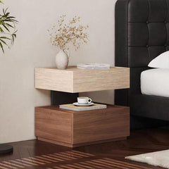 Solid wood vintage-style dolomite Italian minimalist high-end wabi-sabi simple modern floating bedside cabinet